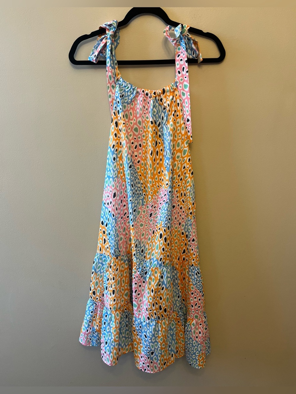 Jade Melody Tam Multi Color Animal Print Dress Tie Straps Women's Size Small